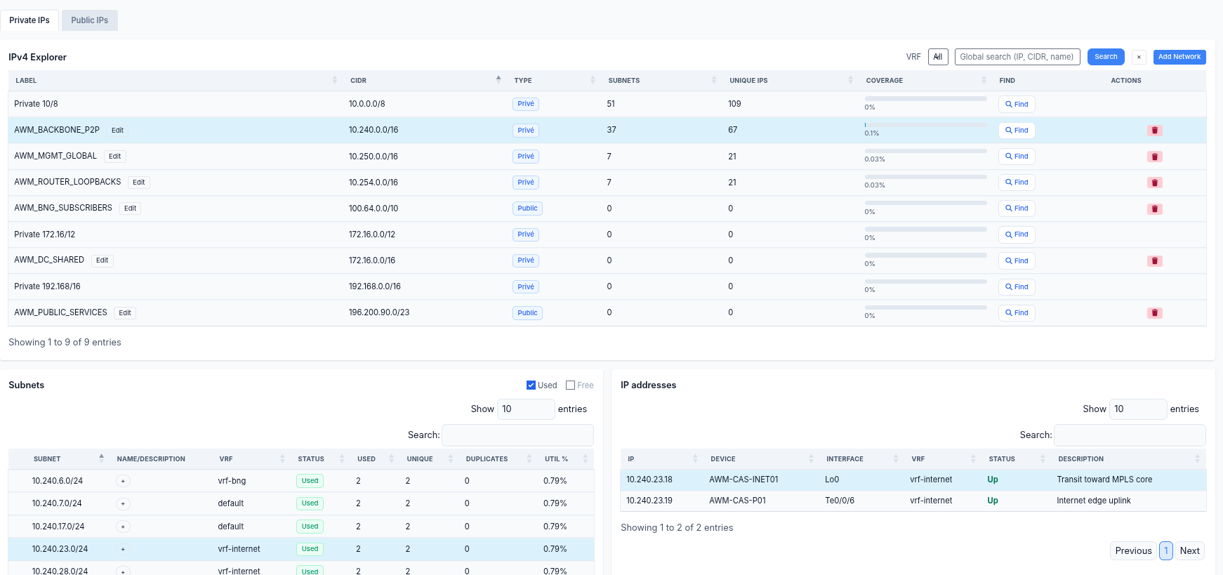 IP / MAC / DHCP search down to the access port with VLAN context